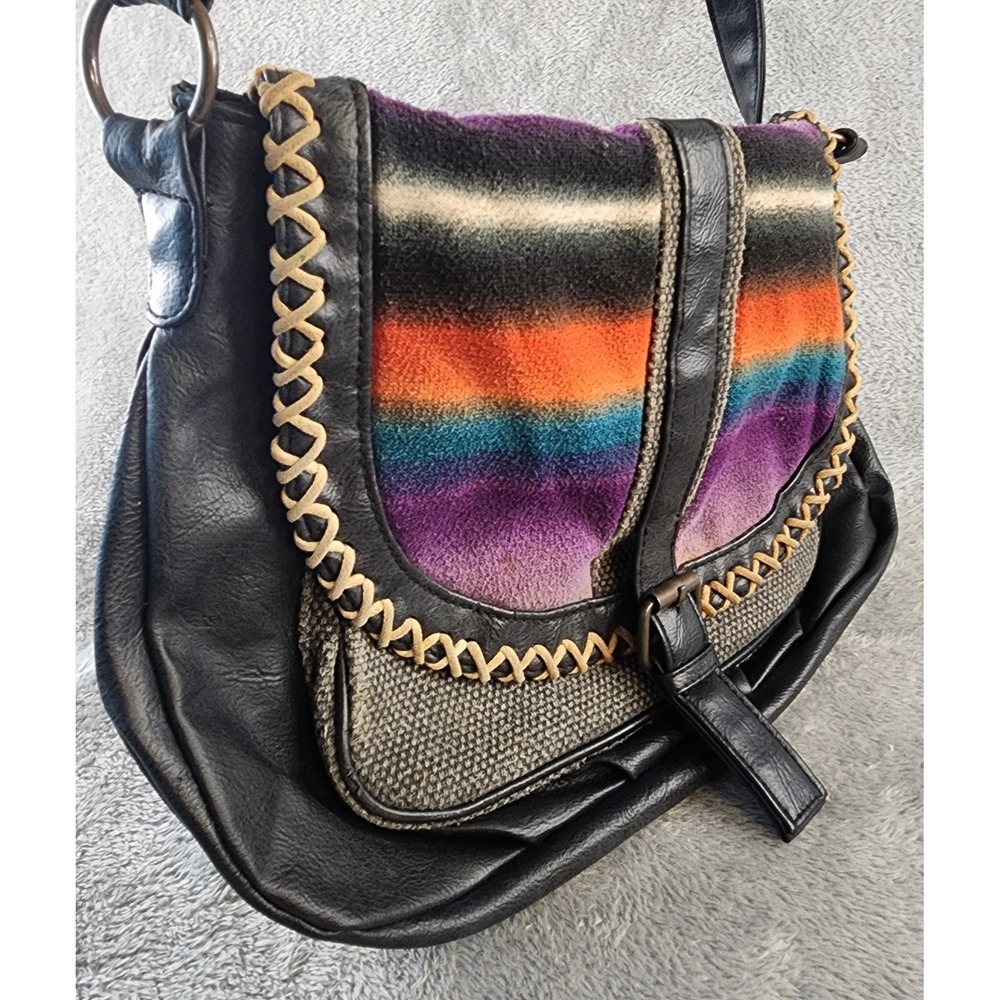 Mossimo Supply Co Womens Crossbody Bag Black Southwestern Striped Whipstitch